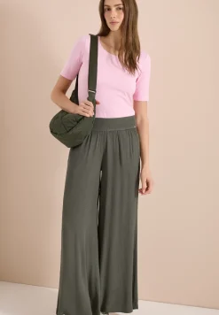Wide Leg Hose mit Crepe Struktur