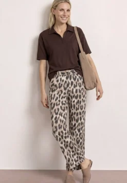 Wide Leg Hose mit Gürtel und Leo-Print