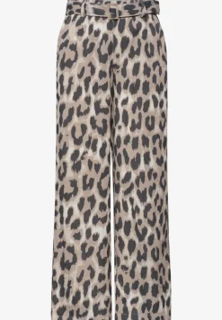 Wide Leg Hose mit Gürtel und Leo-Print