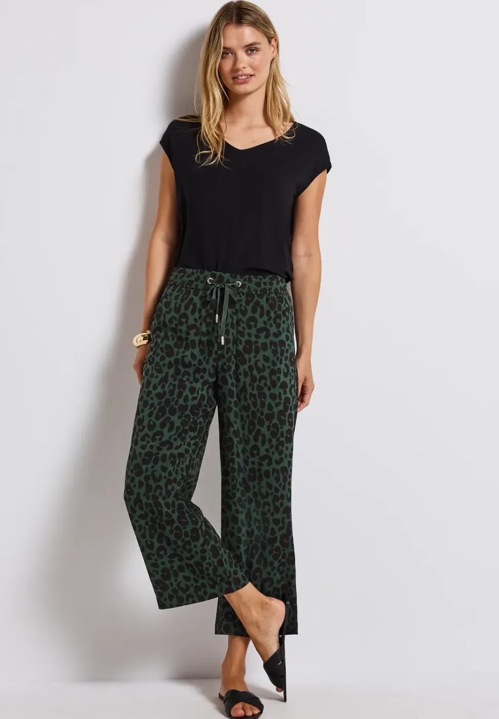 Wide Leg Hose mit Leo-Print