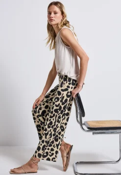 Wide Leg Hose mit Leo-Print