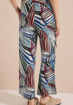 Wide Leg Hose mit Print und Gürteldetail
