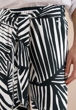 Wide Leg Hose mit Print und Gürteldetail