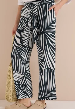 Wide Leg Hose mit Print und Gürteldetail