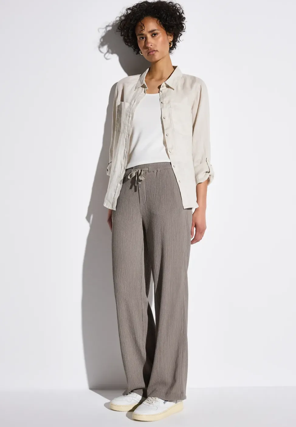 Wide Leg Hose mit Struktur