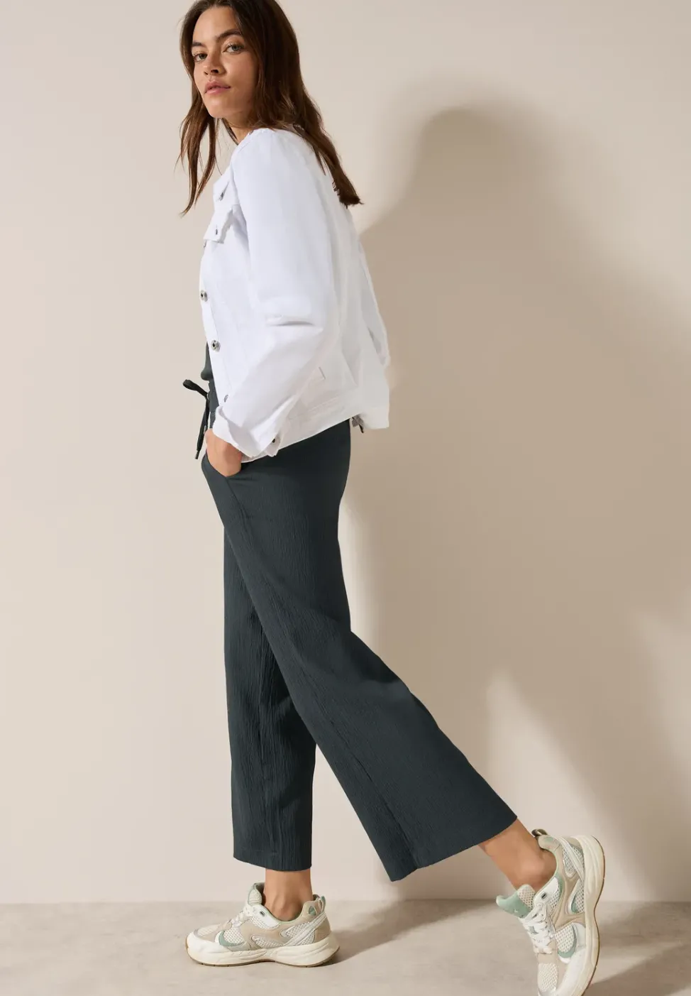 Wide Leg Strukturhose