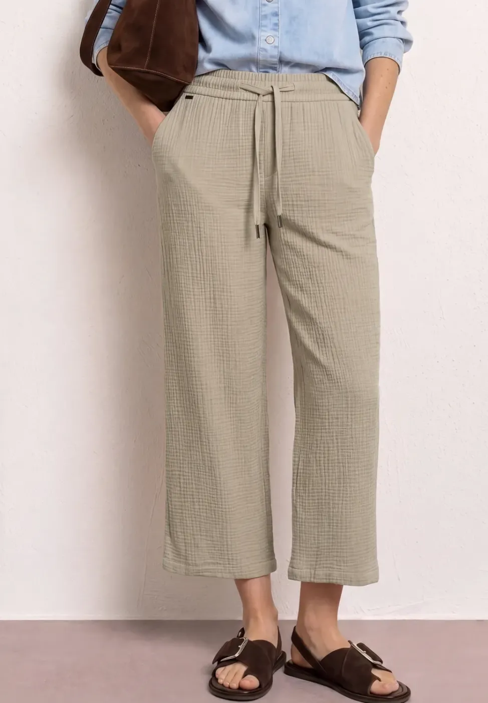Wide Leg Hose aus Musselin im Loose Fit