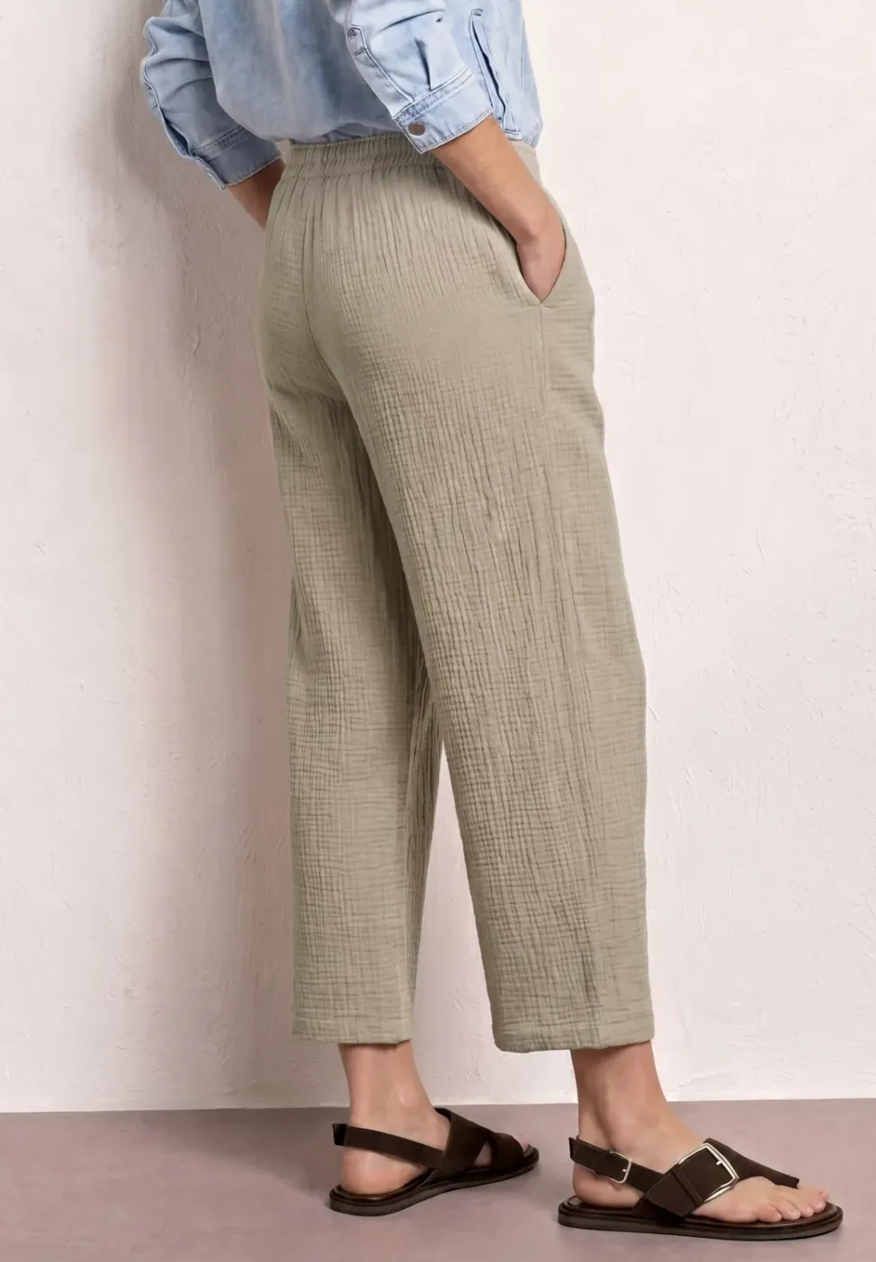 Wide Leg Hose aus Musselin im Loose Fit