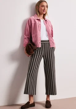 Wide Leg Hose im Casual Fit mit Streifen