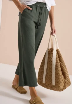 Wide Leg Hose in Seersuckerqualität