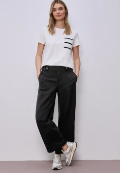 Wide Leg Hose mit Knopfdetail