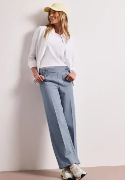 Wide Leg Hose mit Knopfdetails