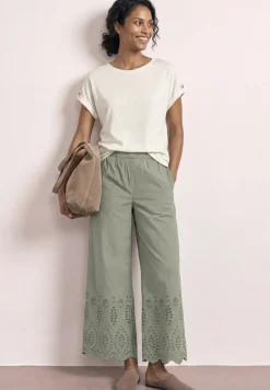 Wide Leg Hose mit Shiffley-Embroidery