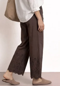 Wide Leg Hose mit Shiffley-Embroidery