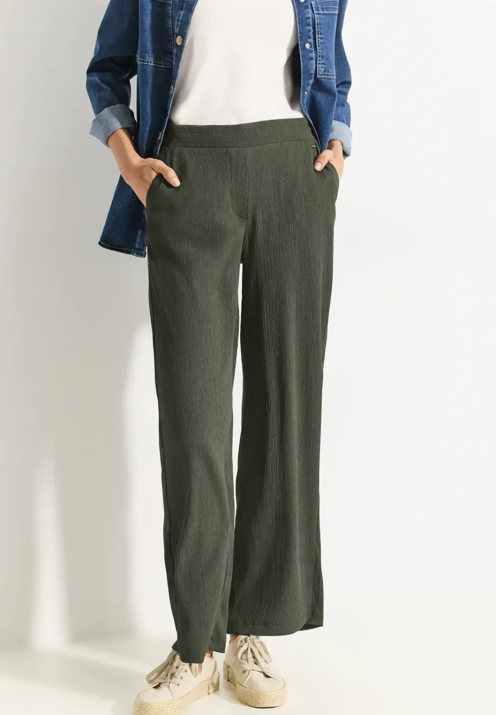 Wide Leg Hose mit Struktur