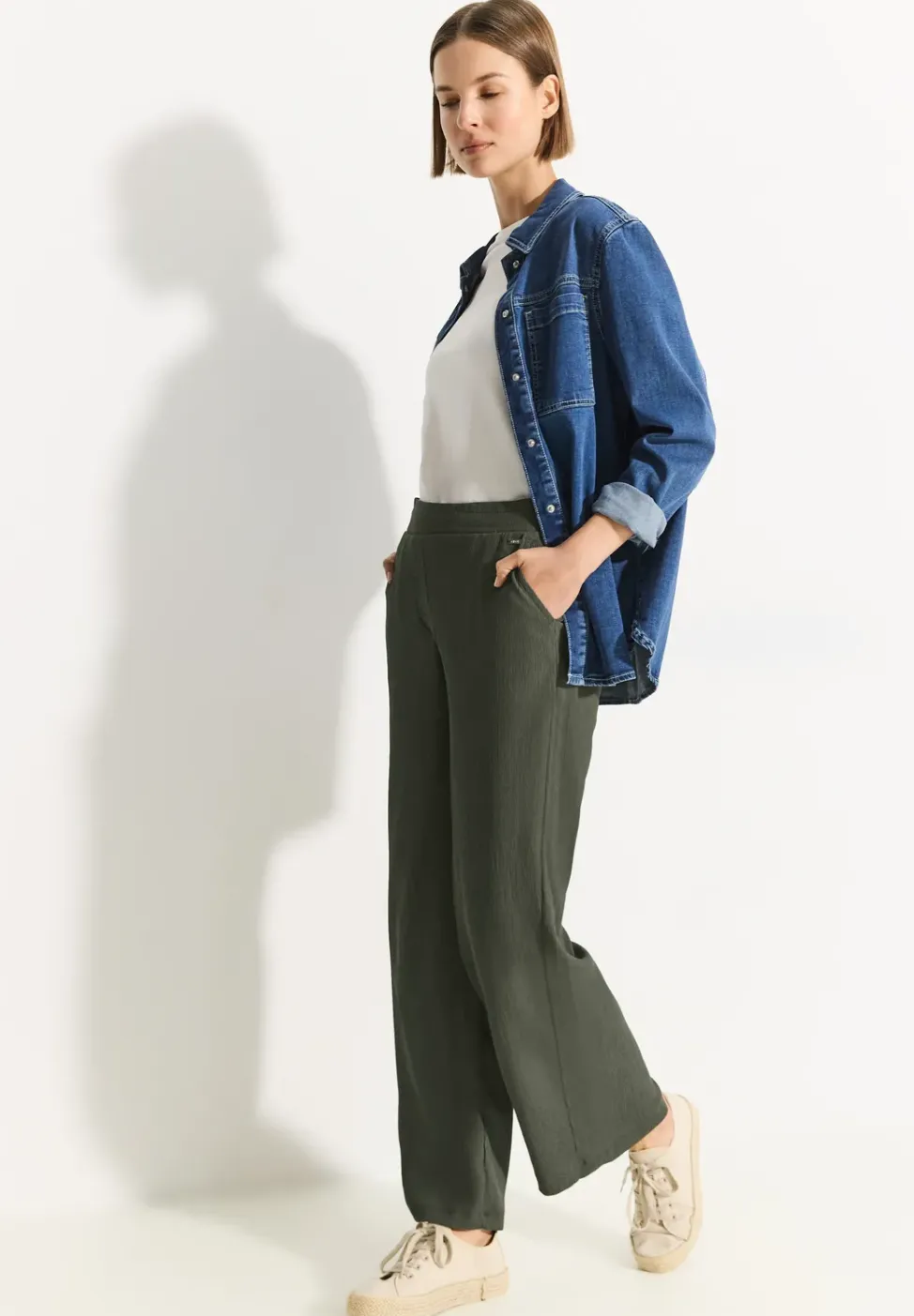 Wide Leg Hose mit Struktur