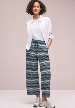Wide Leg Hose mit Zick-Zack Muster