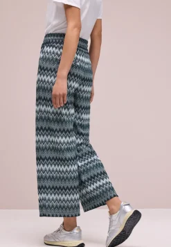 Wide Leg Hose mit Zick-Zack Muster
