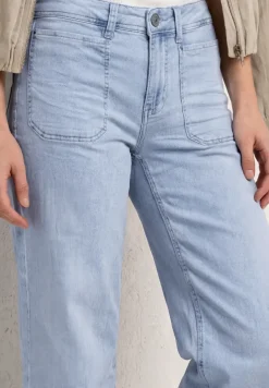 Wide Leg Jeans mit fransigem Saum