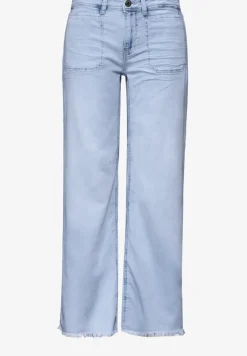 Wide Leg Jeans mit fransigem Saum