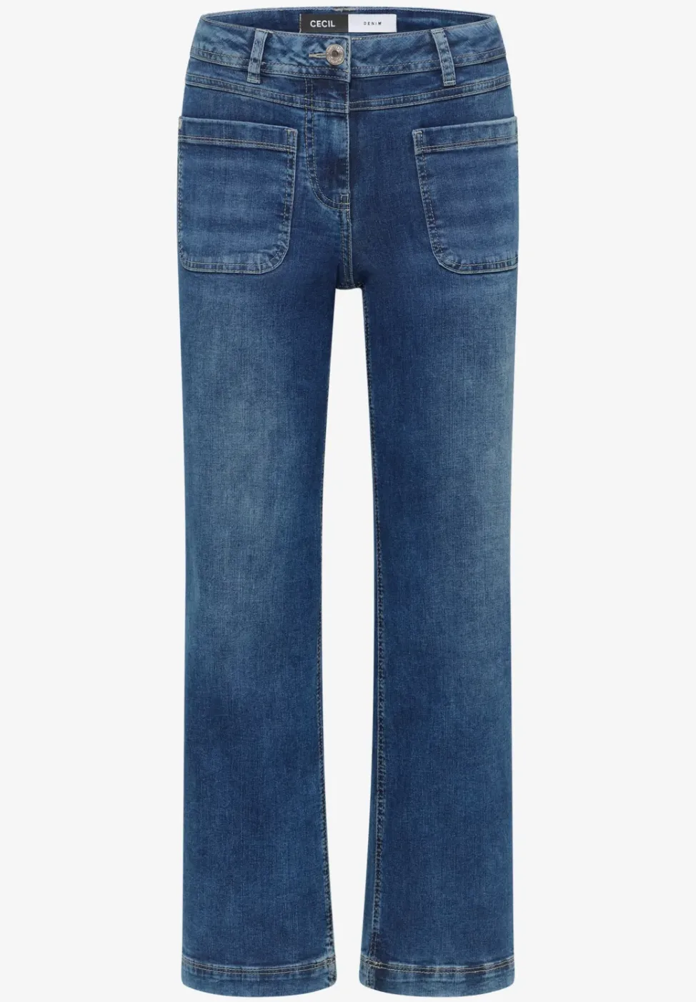 Wide Leg Patch Pocket Jeans