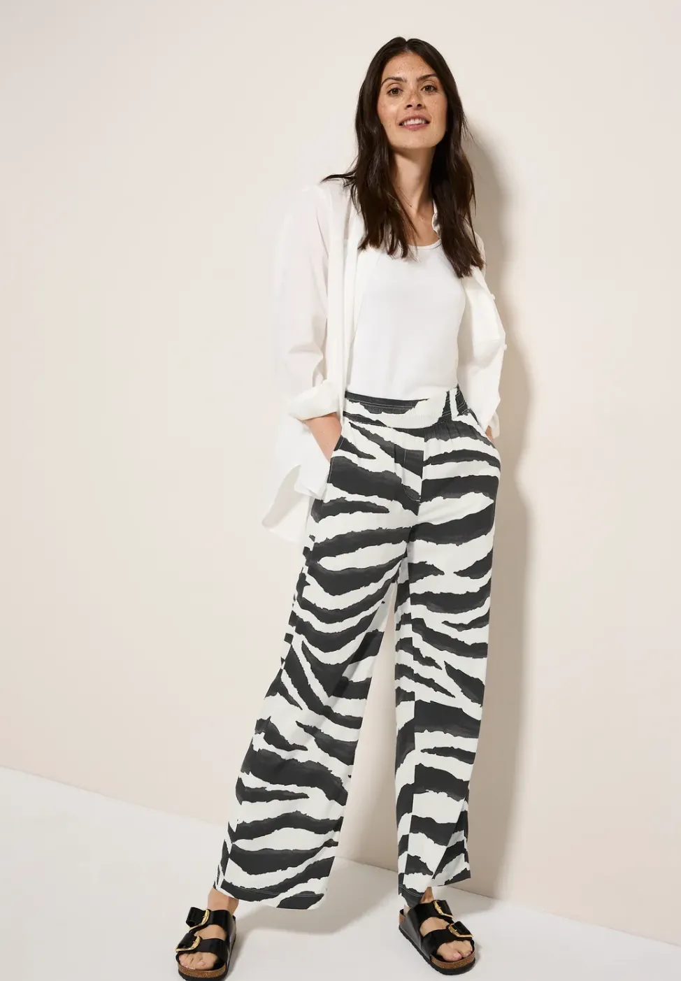 Wide Leg Zebra Print Hose