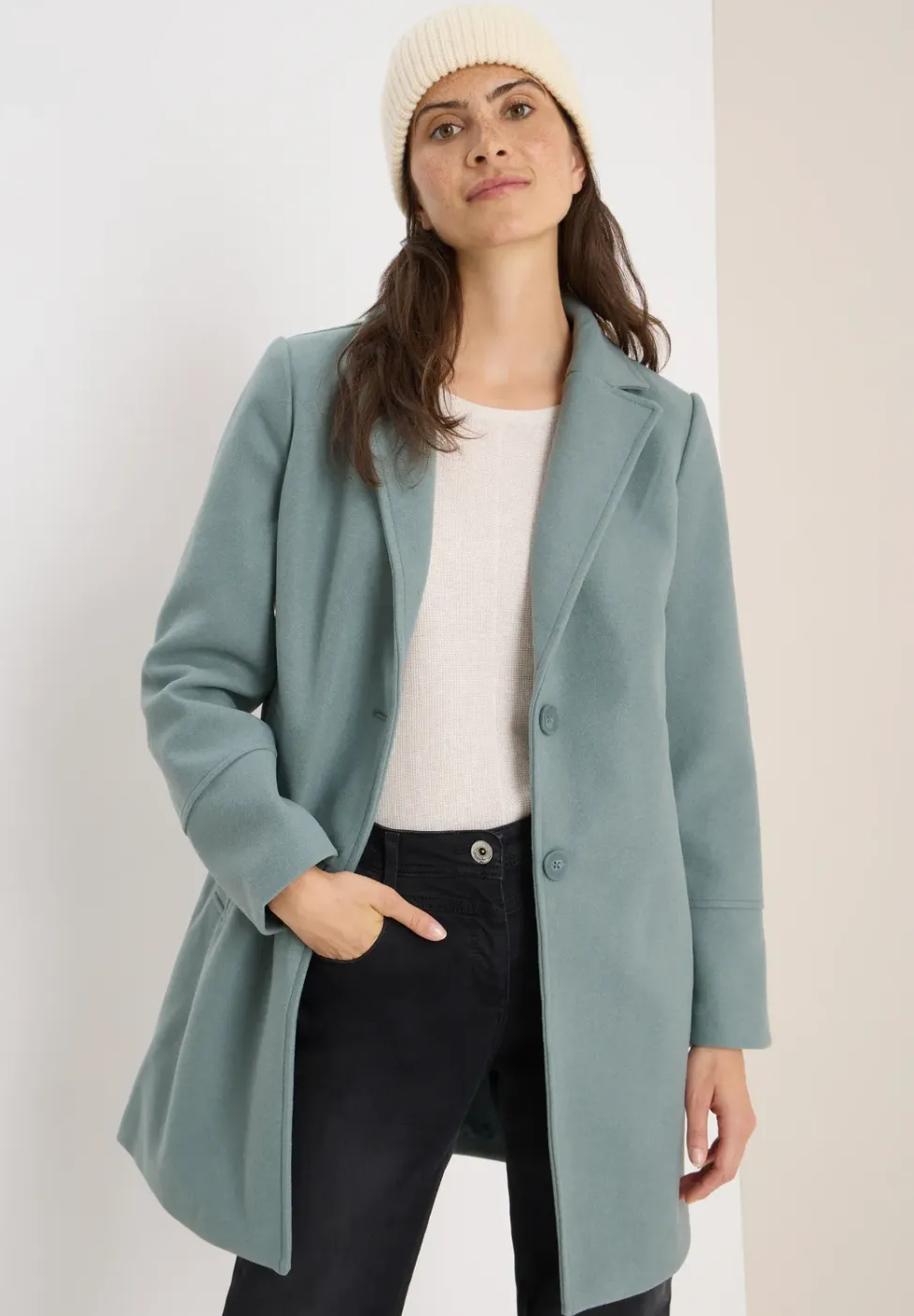 Woll-Optik Revers-Mantel