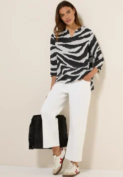 Zebra Print Baumwollbluse