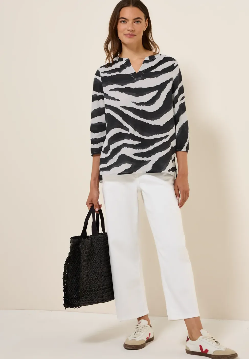 Zebra Print Baumwollbluse