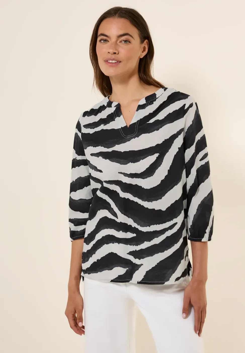 Zebra Print Baumwollbluse