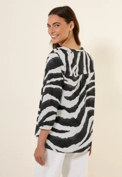 Zebra Print Baumwollbluse