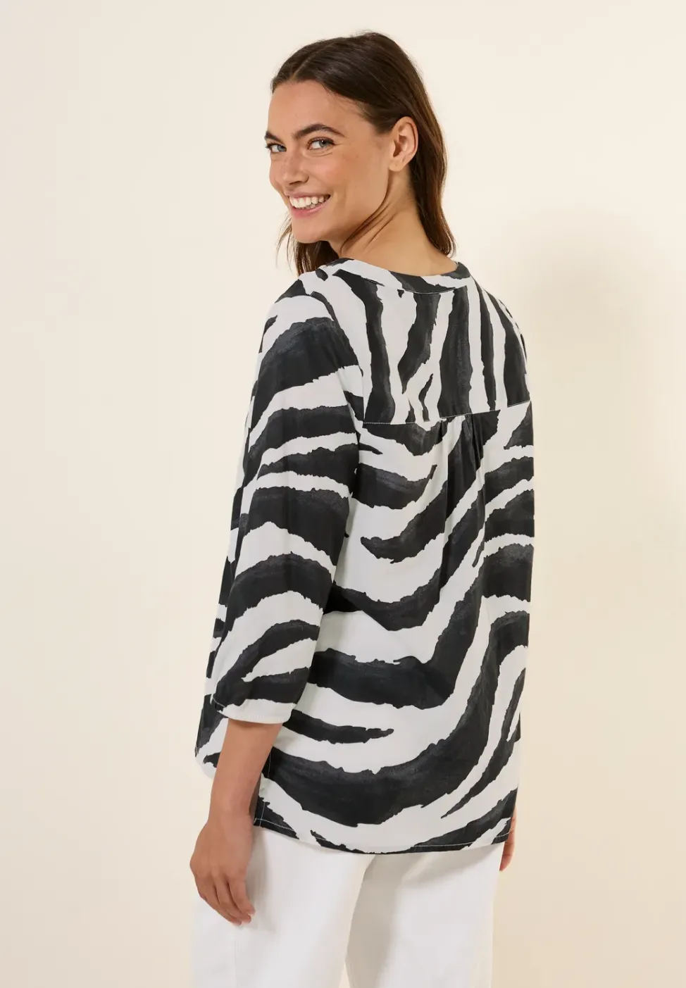 Zebra Print Baumwollbluse
